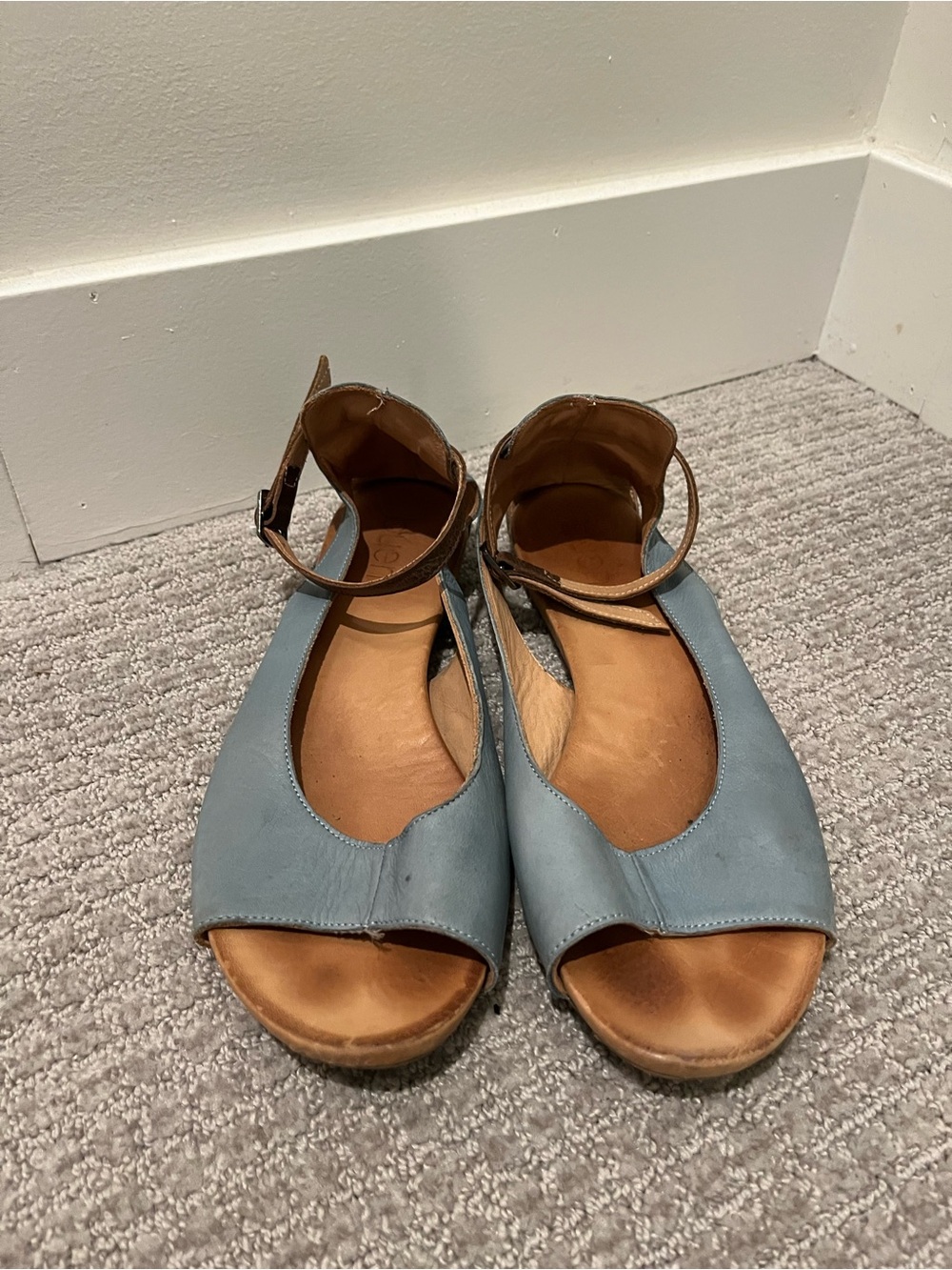 Bueno Light Blue Open-Toe Ankle-Strap Sandals